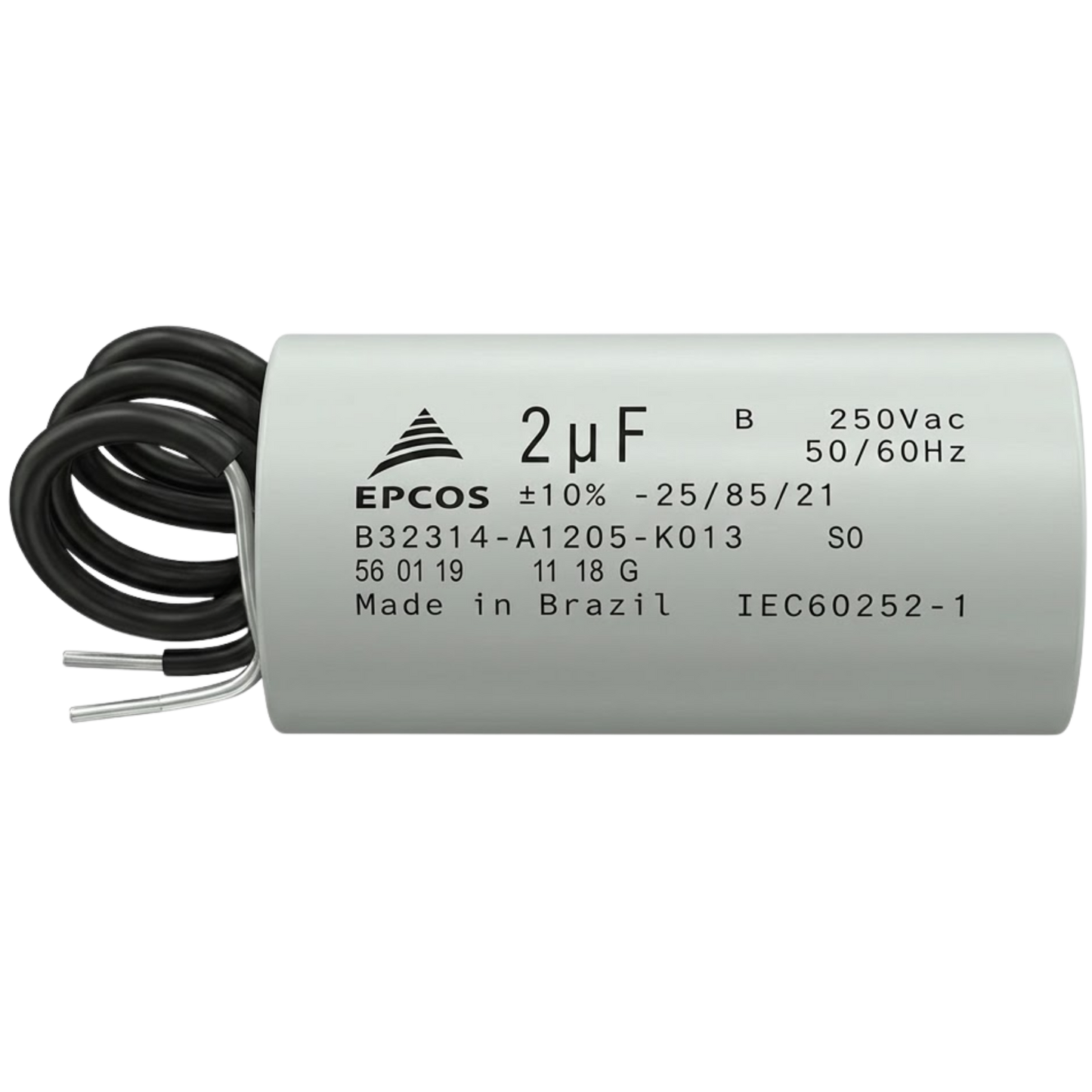 Capacitor De Partida 2uF 250V 25x41mm (2Fios)