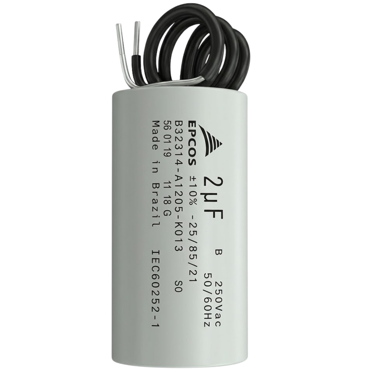 Capacitor De Partida 2uF 250V 25x41mm (2Fios)
