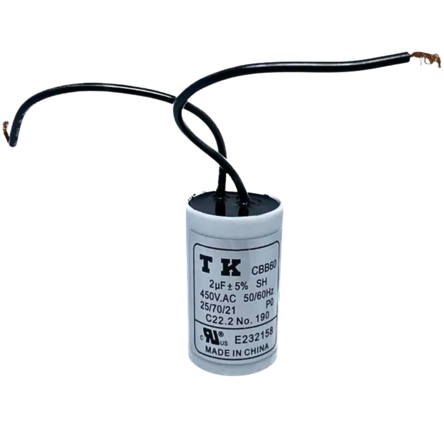 Capacitor De Partida 2uF 450V 25X45mm (2Fios)