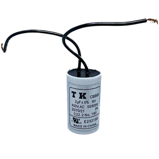 Capacitor De Partida 2uF 450V 25X45mm (2Fios)