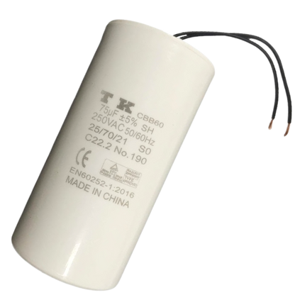 Capacitor De Partida 75uF 250V 55x93mm (2Fios)