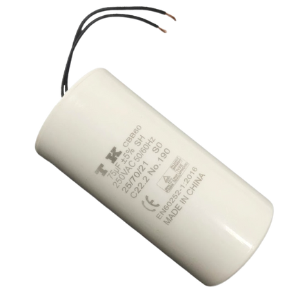 Capacitor De Partida 75uF 250V 55x93mm (2Fios)