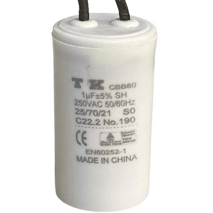 Capacitor De Partida 1uF 250V 26x45mm (2Fios)