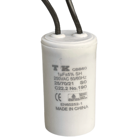 Capacitor De Partida 1uF 250V 26x45mm (2Fios)
