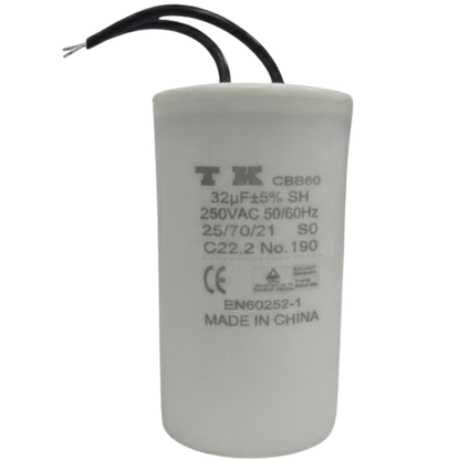 Capacitor De Partida 32uF 250V 40x70mm (2Fios)