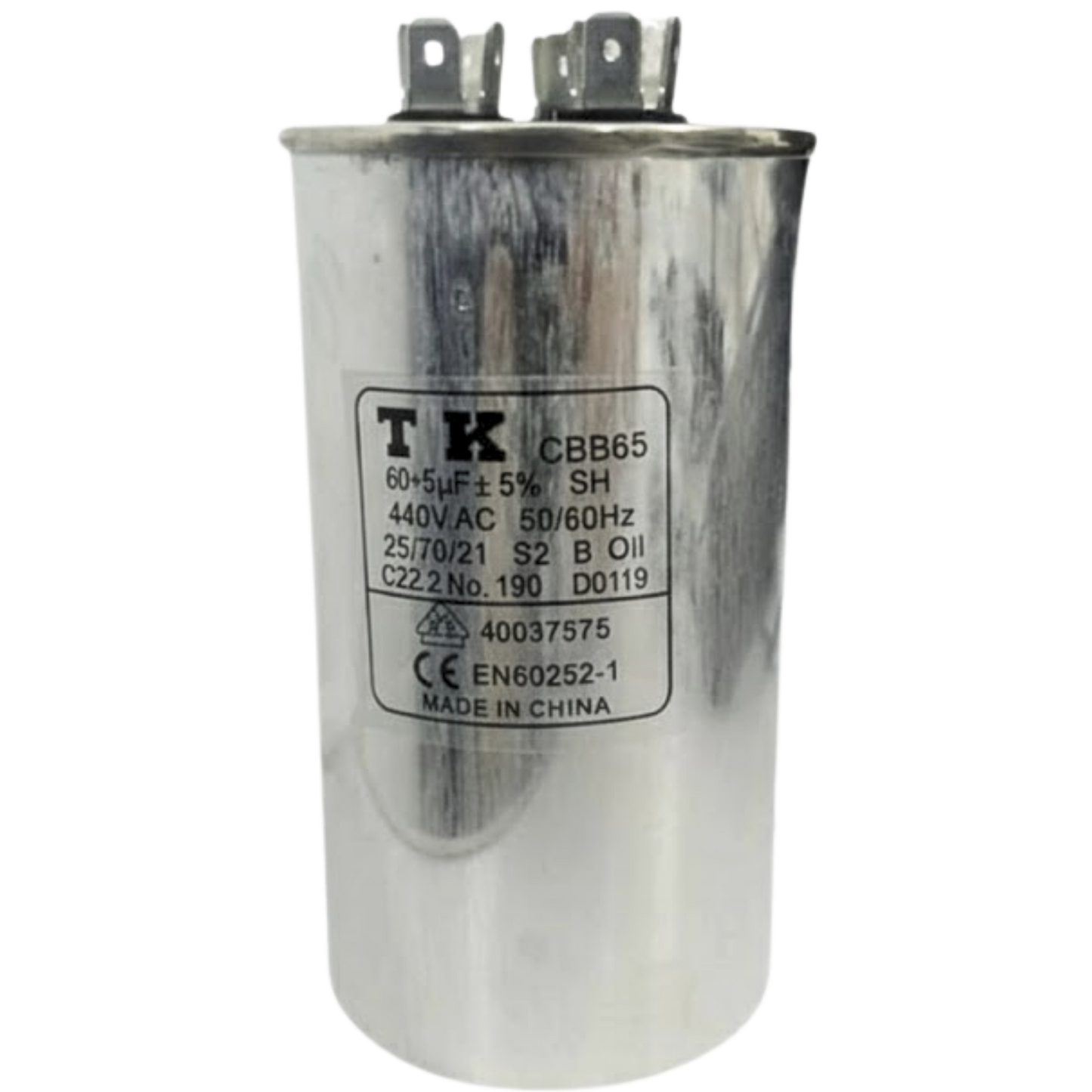 Capacitor De Partida 60uF+5uF 440V 60x105mm (Fast-on)