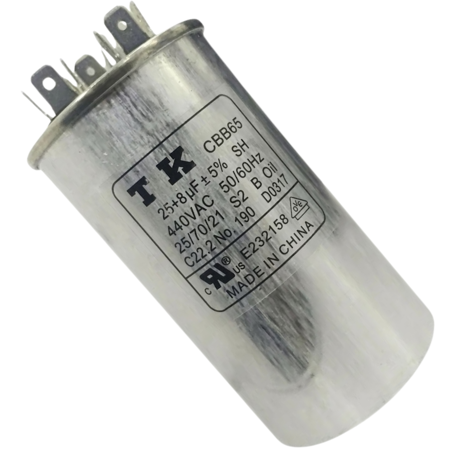 Capacitor De Partida 25uF+8uF 440V 50x90mm (Fast-on)
