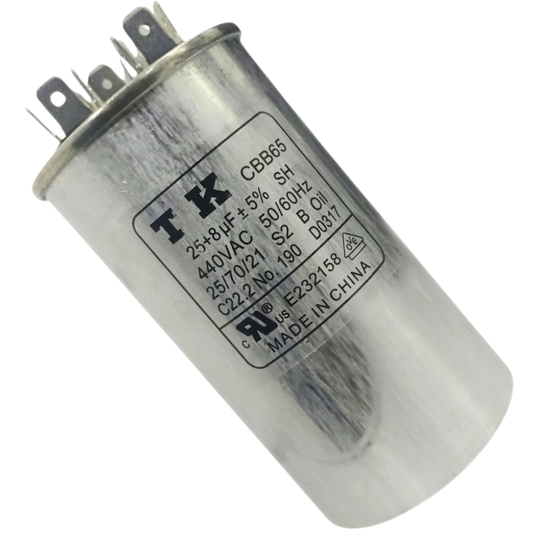 Capacitor De Partida 25uF+8uF 440V 50x90mm (Fast-on)