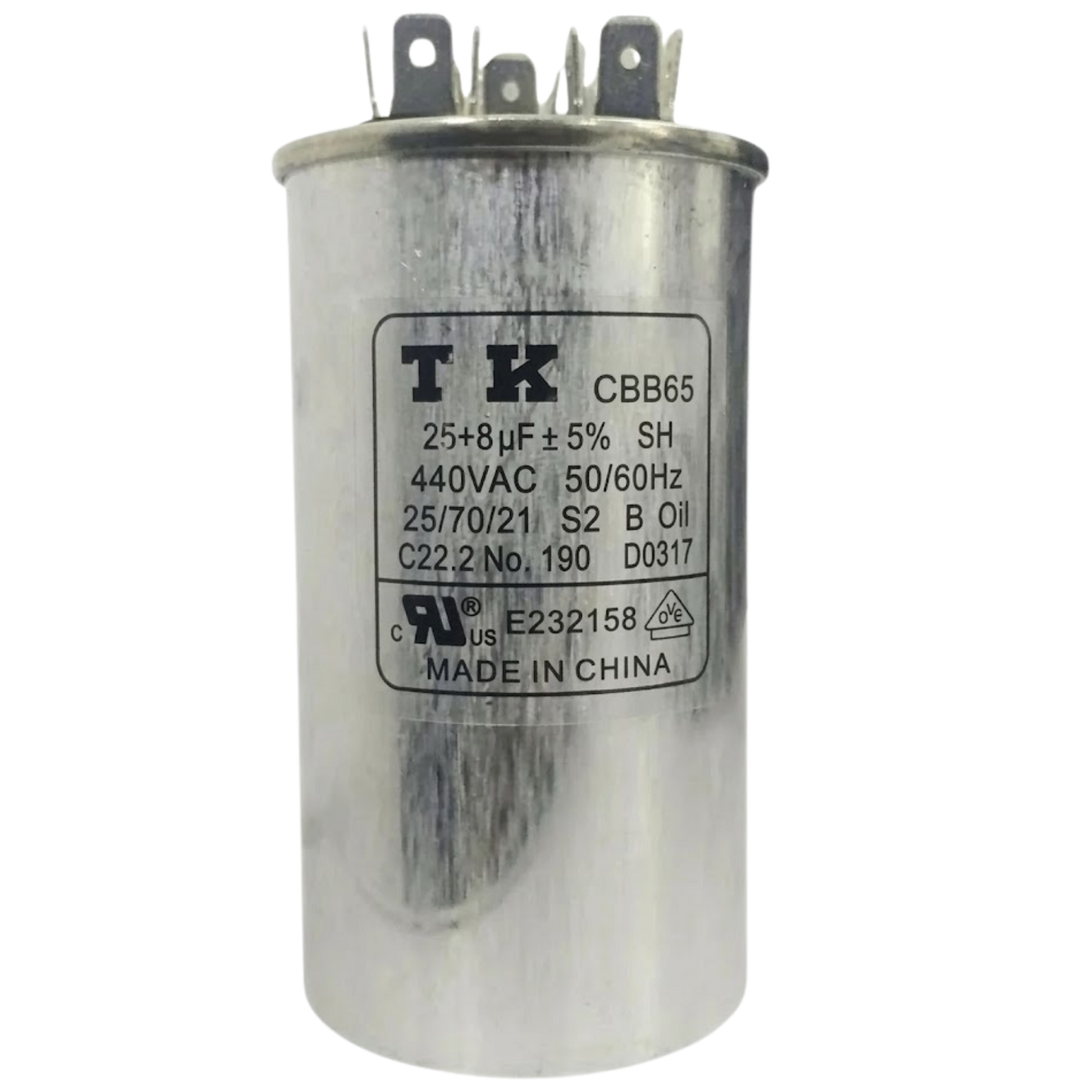 Capacitor De Partida 25uF+8uF 440V 50x90mm (Fast-on)