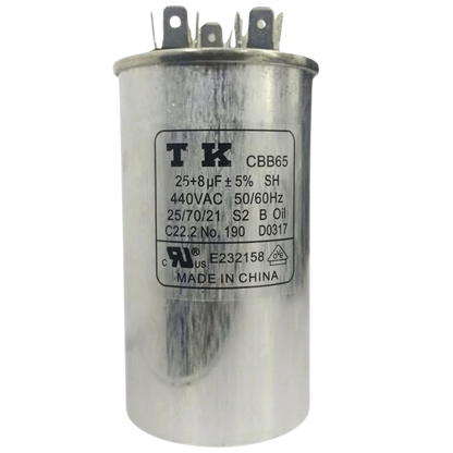 Capacitor De Partida 25uF+8uF 440V 50x90mm (Fast-on)