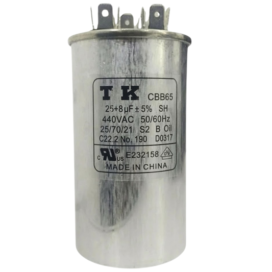 Capacitor De Partida 25uF+8uF 440V 50x90mm (Fast-on)