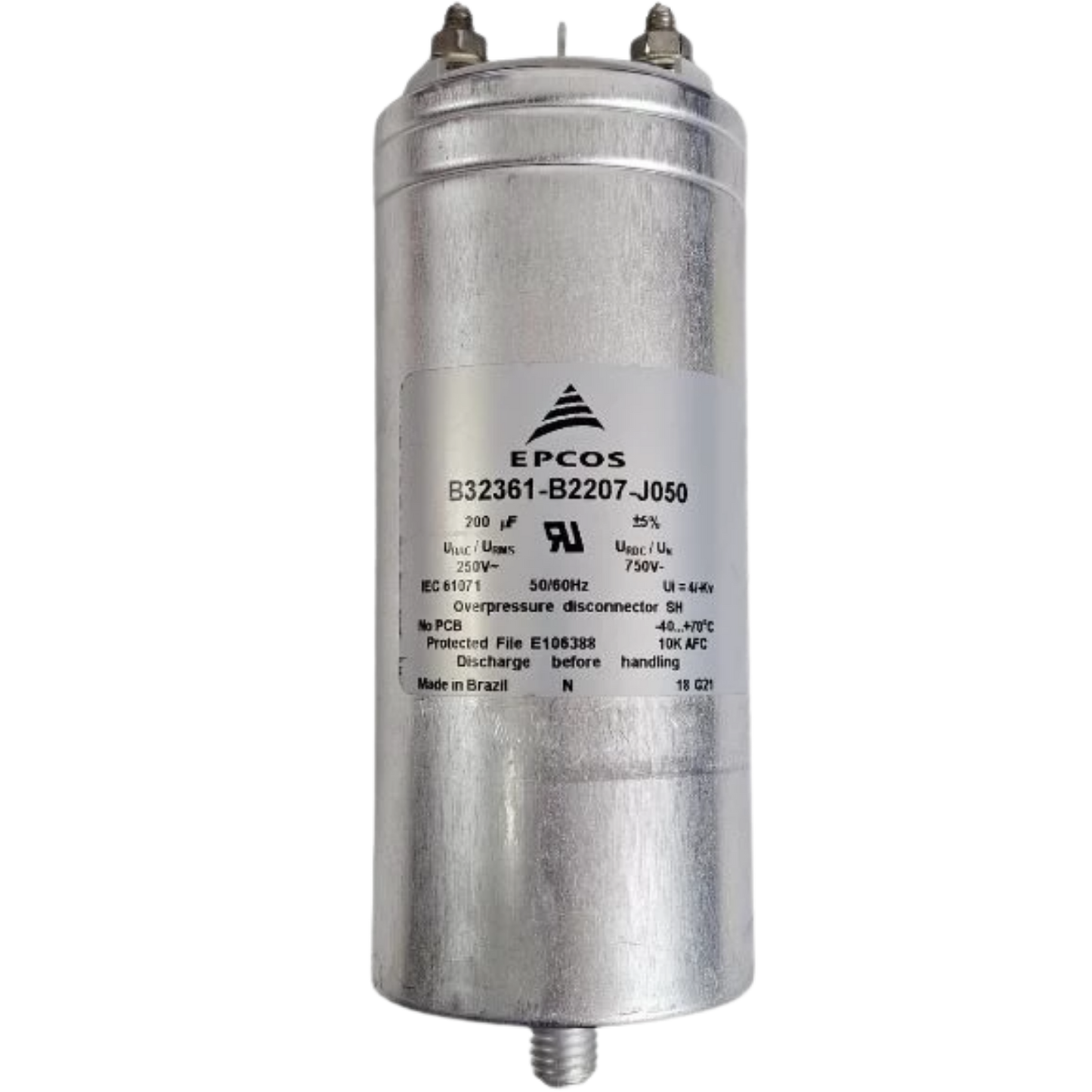 Capacitor De Partida 200uF 250V 63x145mm (Fast-on)