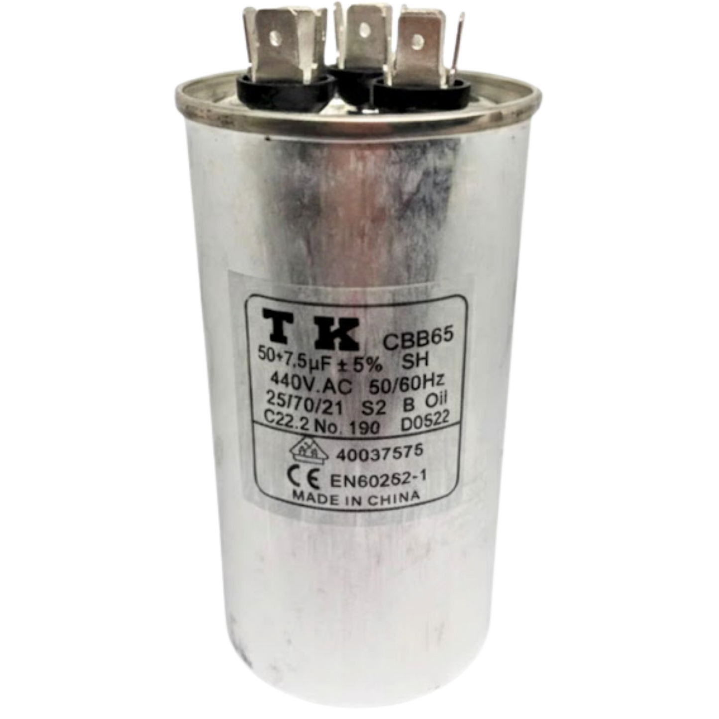 Capacitor De Partida 50uF+7,5uF 440V 55x105mm (Fast-on)