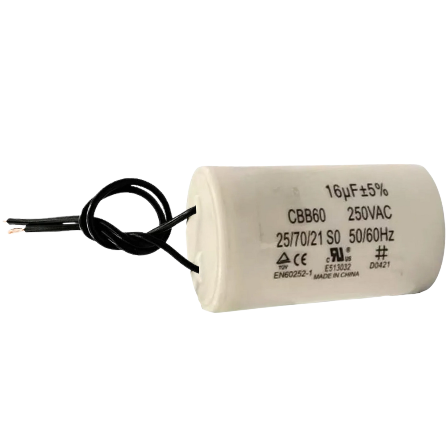 Capacitor De Partida 16uF 250V 30x45mm (2Fios)