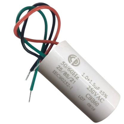 Capacitor De Partida 1uF+1,5uF 250V 27x47mm (3Fios)