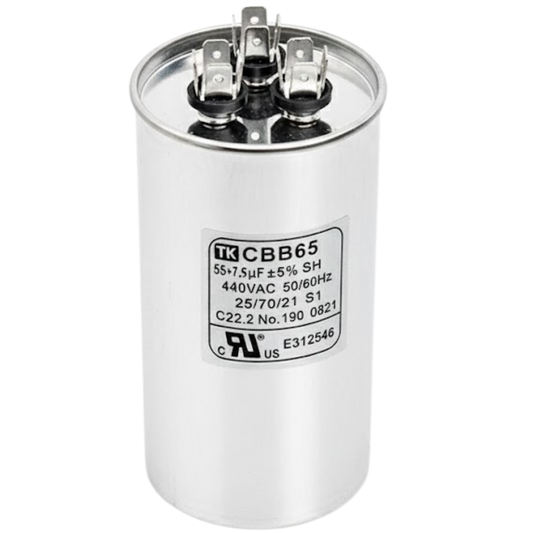 Capacitor De Partida 55uF+7,5uF 440V 55x105mm (Fast-on)