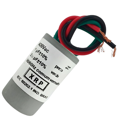 Capacitor De Partida 1uF+2uF 400V 25x49mm (3Fios)