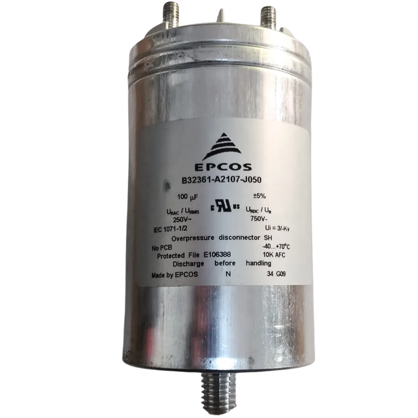 Capacitor De Partida 100uF 250/750V 60x120mm (Fast-on)