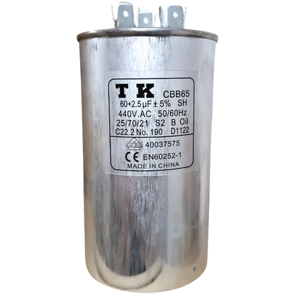 Capacitor De Partida 60uF+2,5uF 440V 60x105mm (Fast-on )