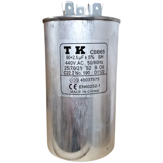 Capacitor De Partida 60uF+2,5uF 440V 60x105mm (Fast-on )