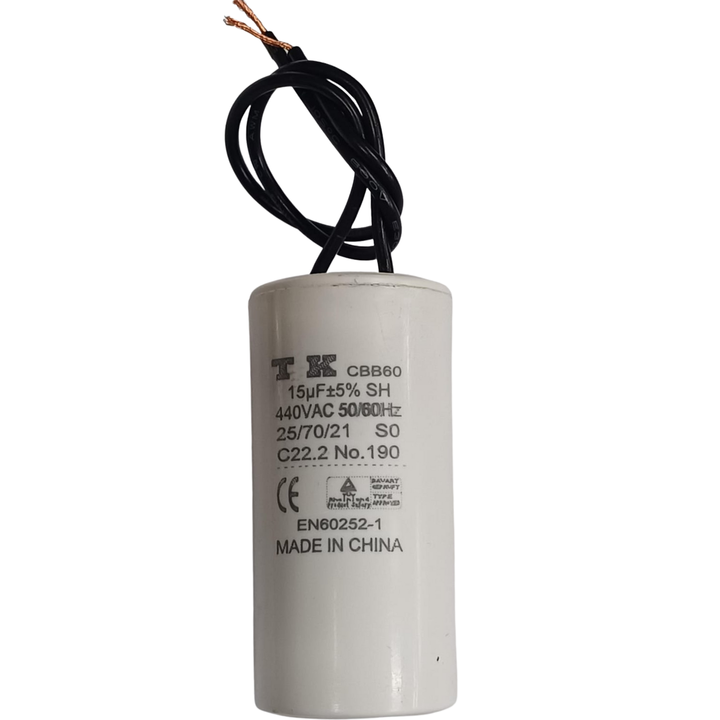 Capacitor De Partida 15uF 250V 35X70mm (2Fios)