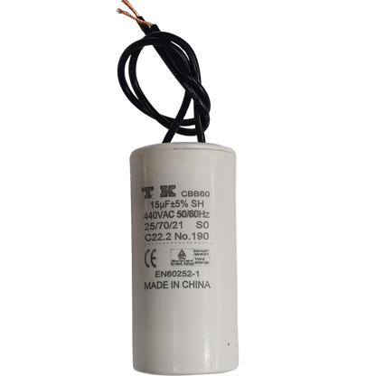 Capacitor De Partida 15uF 250V 35X70mm (2Fios)