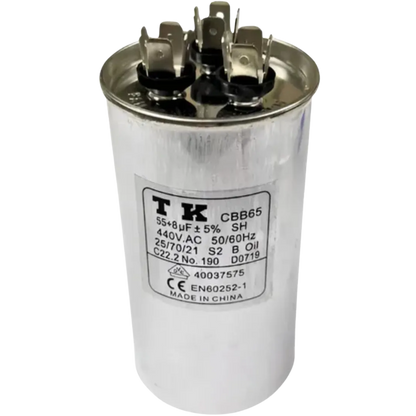 Capacitor De Partida 55uF+8uF 440V 55x105mm (Fast-on)