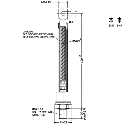 Diodo De Rosca SKN240/16 1600V 240A
