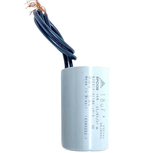 Capacitor De Partida 18uF 250V 30x49mm (2Fios)
