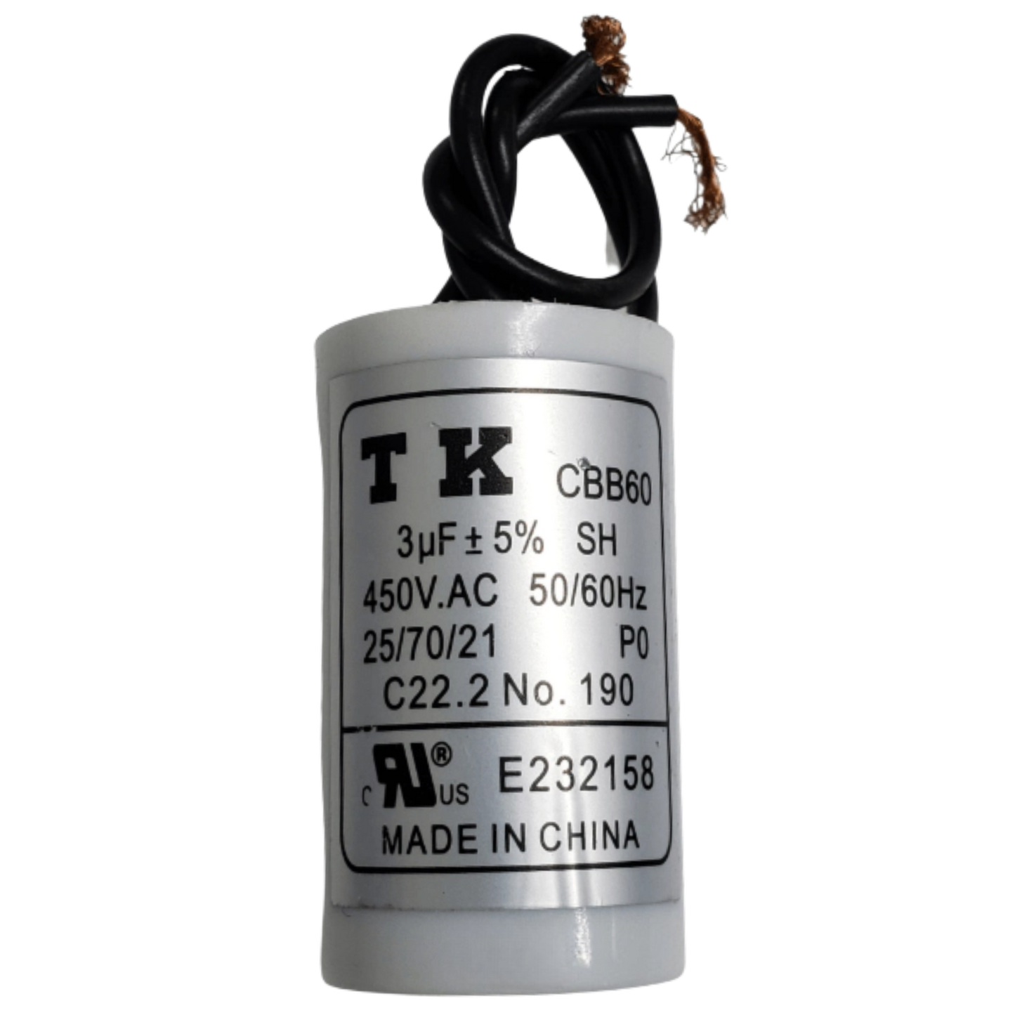 Capacitor De Partida 3uF 450V 26x45mm (2Fios)