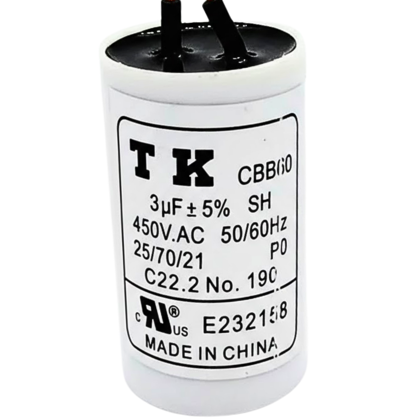 Capacitor De Partida 3uF 450V 26x45mm (2Fios)