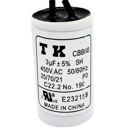 Capacitor De Partida 3uF 450V 26x45mm (2Fios)
