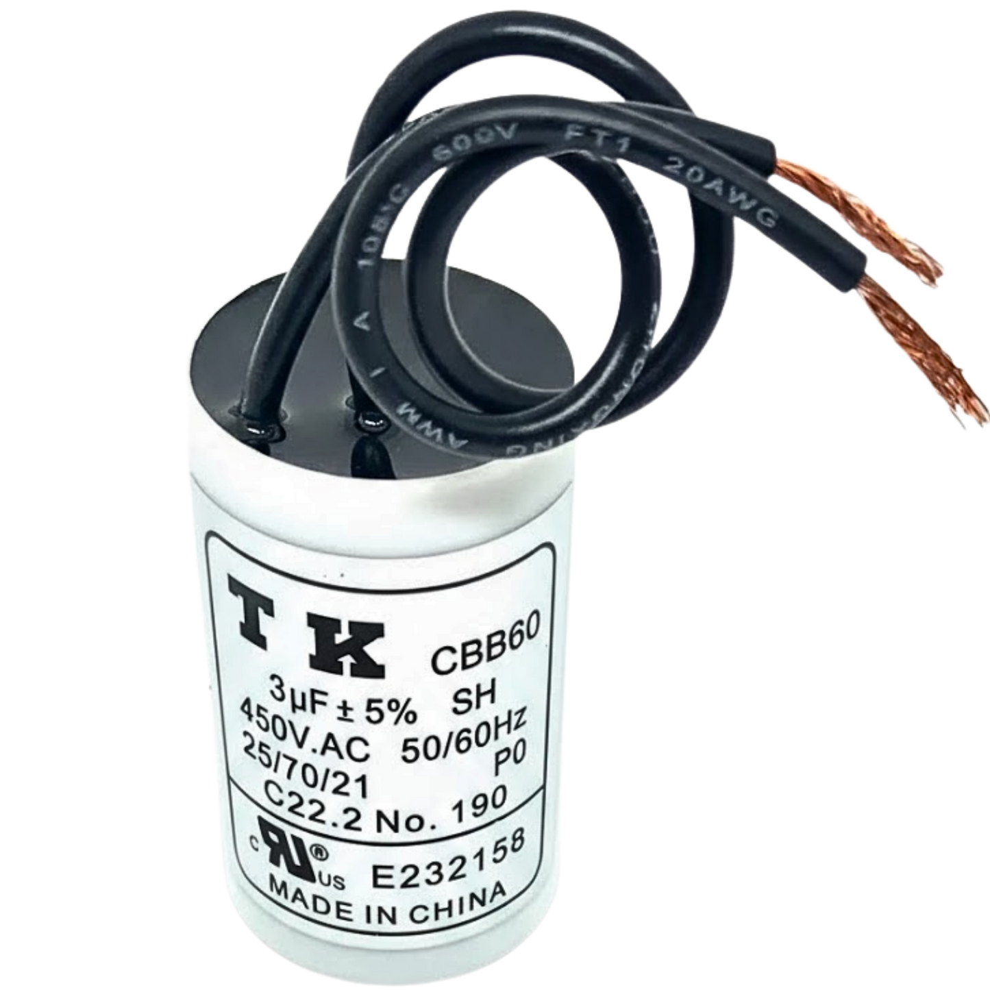 Capacitor De Partida 3uF 450V 26x45mm (2Fios)