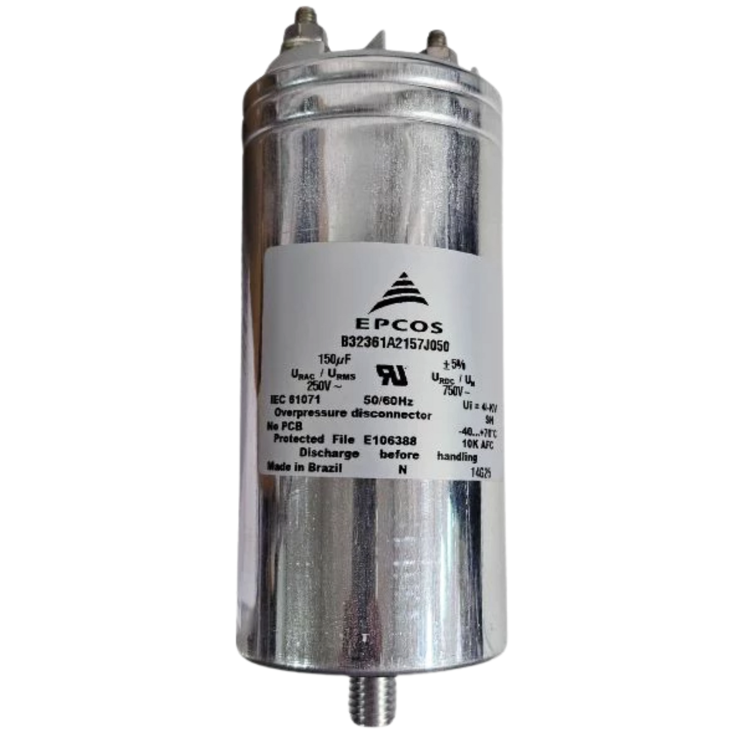 Capacitor De Partida 150uF 250V 63x136mm (Fast-on)