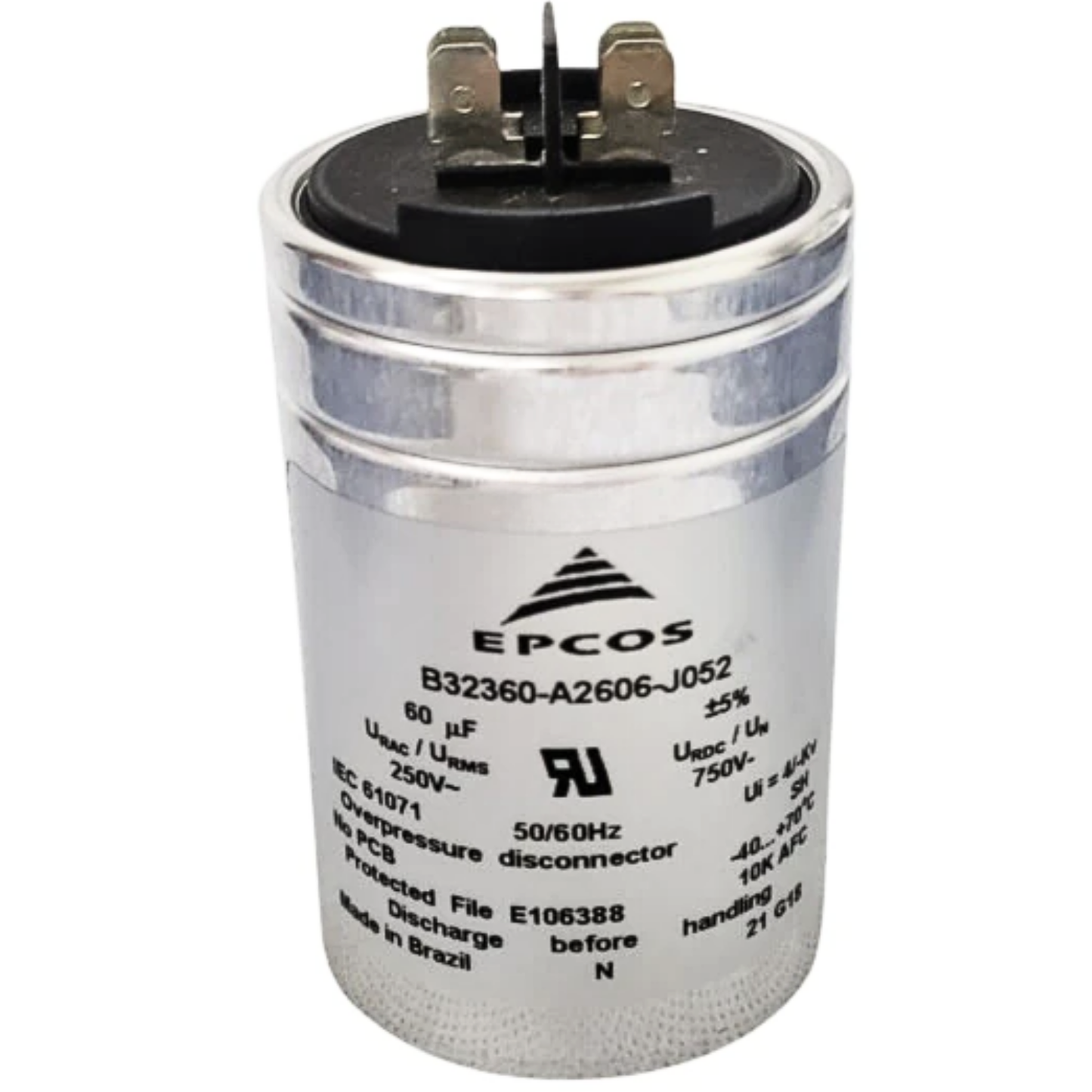 Capacitor De Partida 60uF 250V B32360 50x115mm (Fast-on)