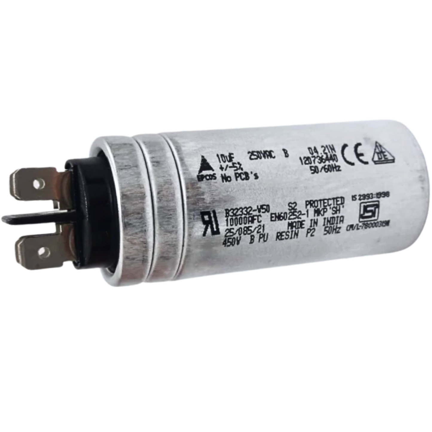 Capacitor De Partida 10uF 250V 30x68mm (Fast-on)