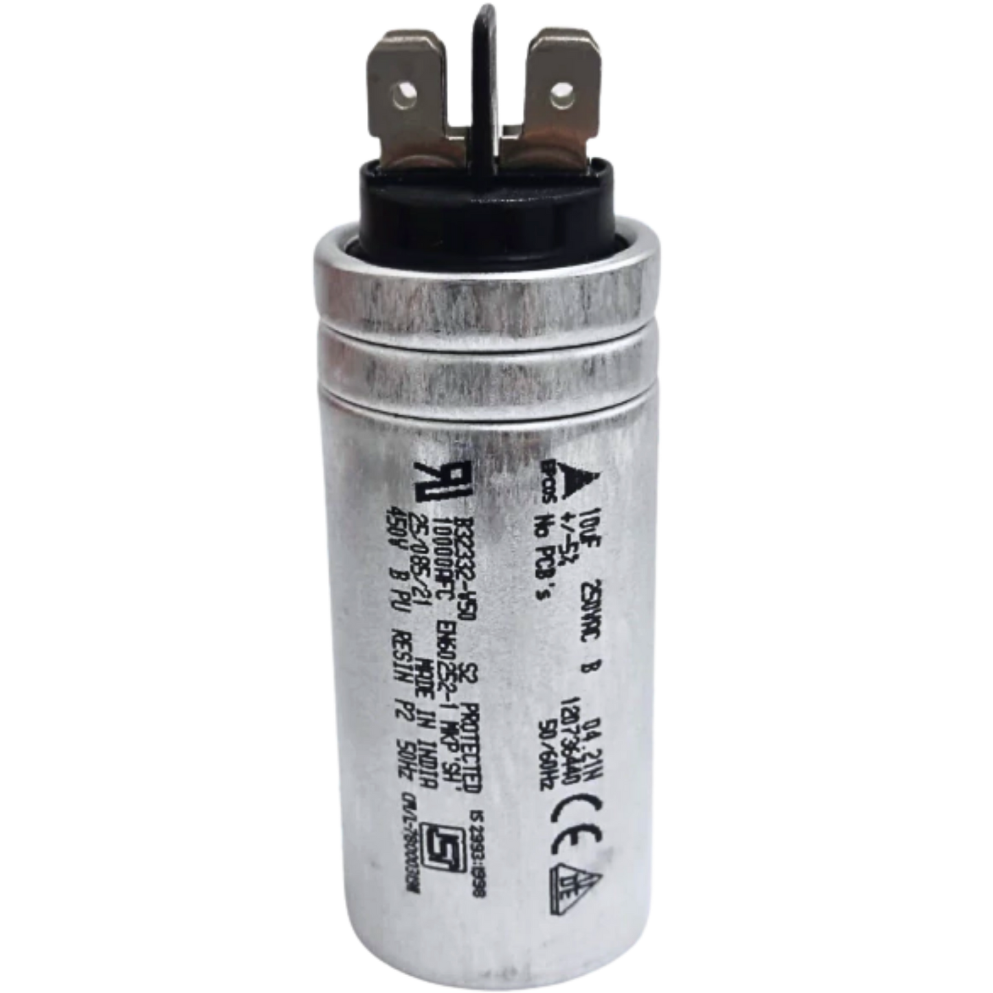 Capacitor De Partida 10uF 250V 30x68mm (Fast-on)