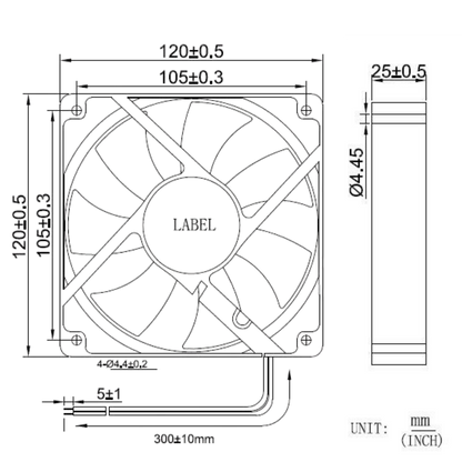 Microventilador AD1212HBA73GL 12VDC 0,37A 120x120x25mm
