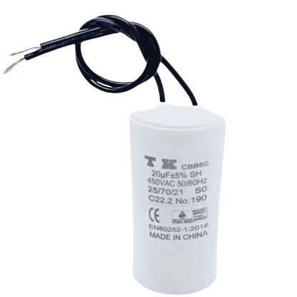 Capacitor De Partida 20uF 450V 38x76mm (2Fios)
