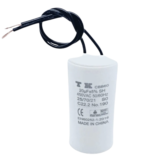 Capacitor De Partida 20uF 450V 38x76mm (2Fios)