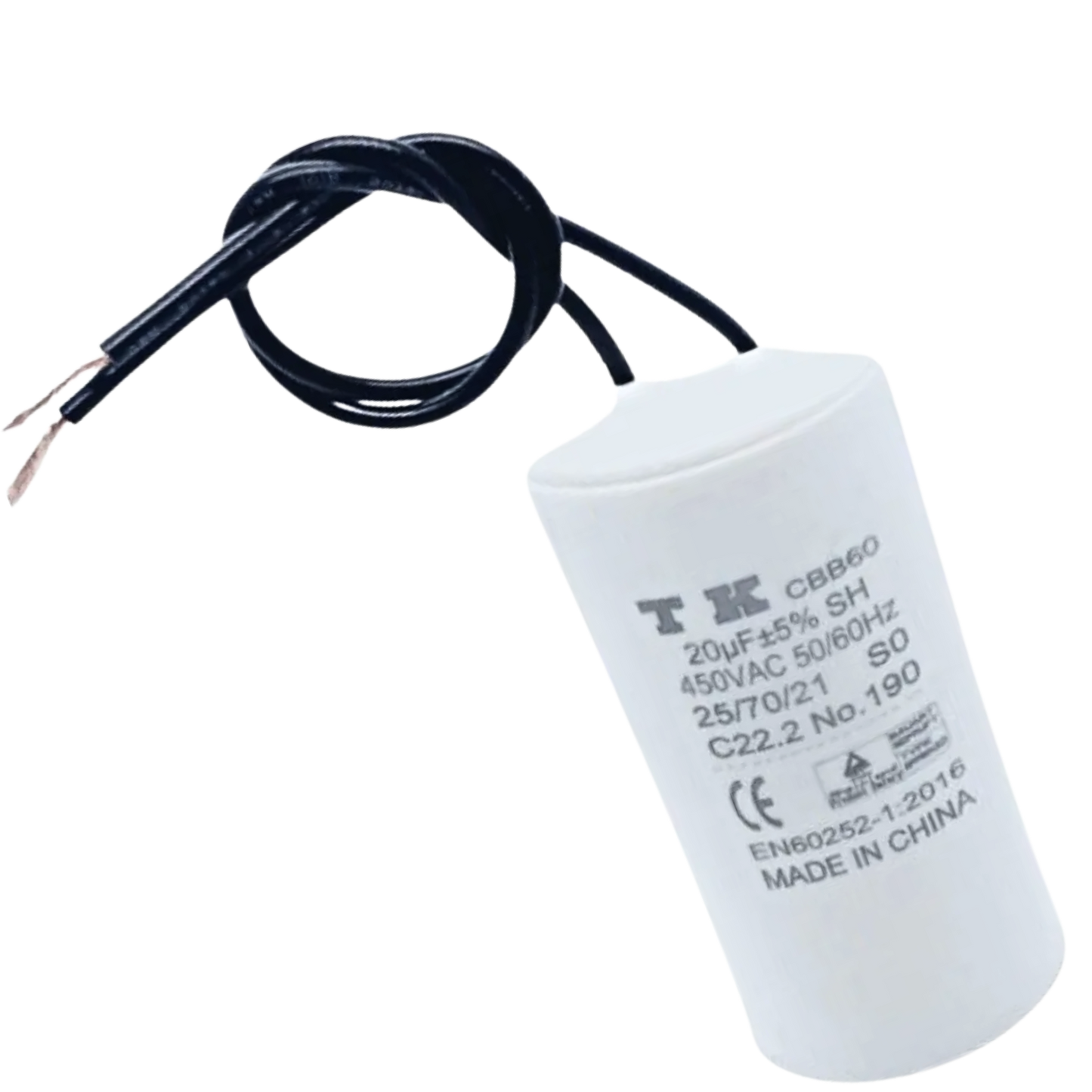Capacitor De Partida 20uF 450V 38x76mm (2Fios)