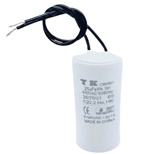 Capacitor De Partida 25uF 450V 38x76mm (2Fios)