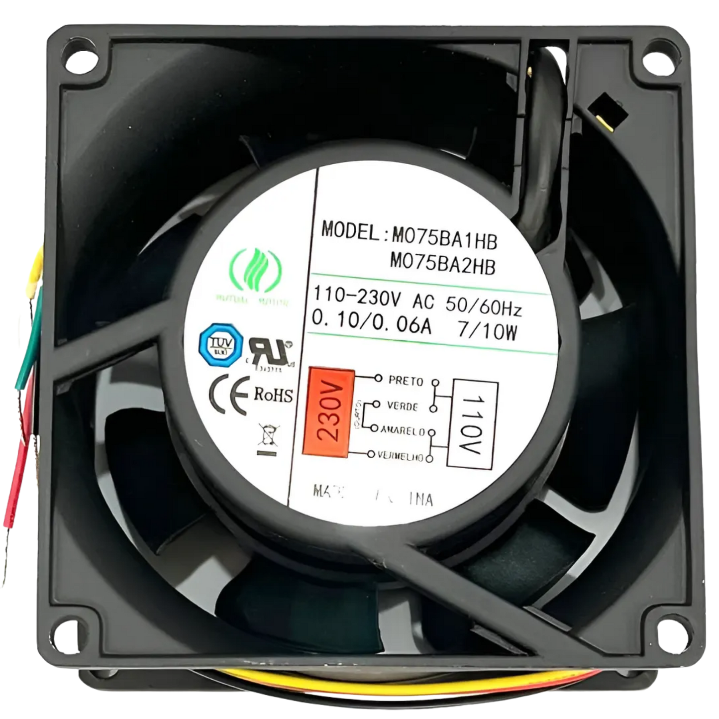 Microventilador M075BA2HB 110-230VAC 0,10/0,06A 80x80x38mm