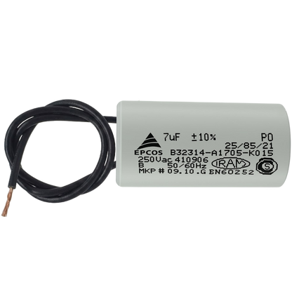 Capacitor De Partida 7uF 250V 25x48mm (2Fios)