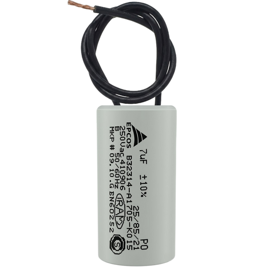 Capacitor De Partida 7uF 250V 25x48mm (2Fios)