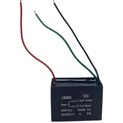 Capacitor De Partida CBB61 1,3uF+2,7uF 450V (3Fios)