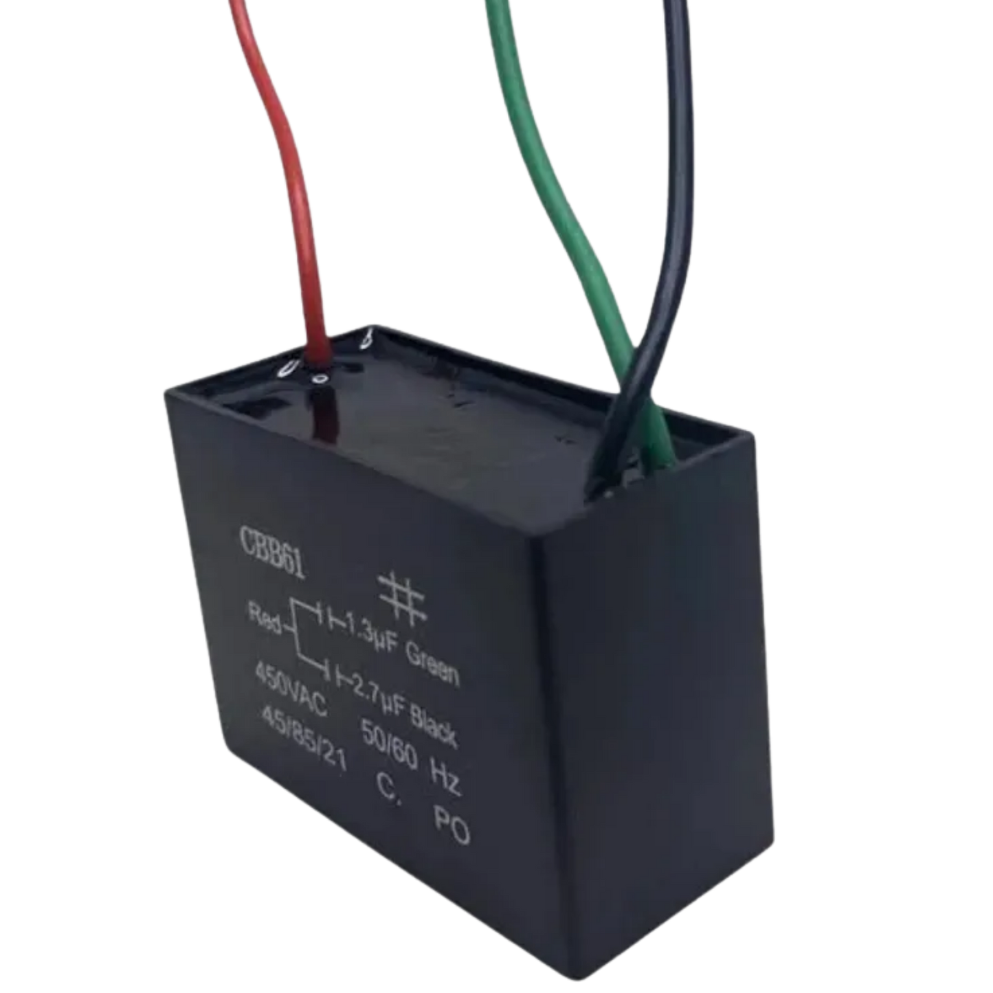 Capacitor De Partida CBB61 1,3uF+2,7uF 450V (3Fios)