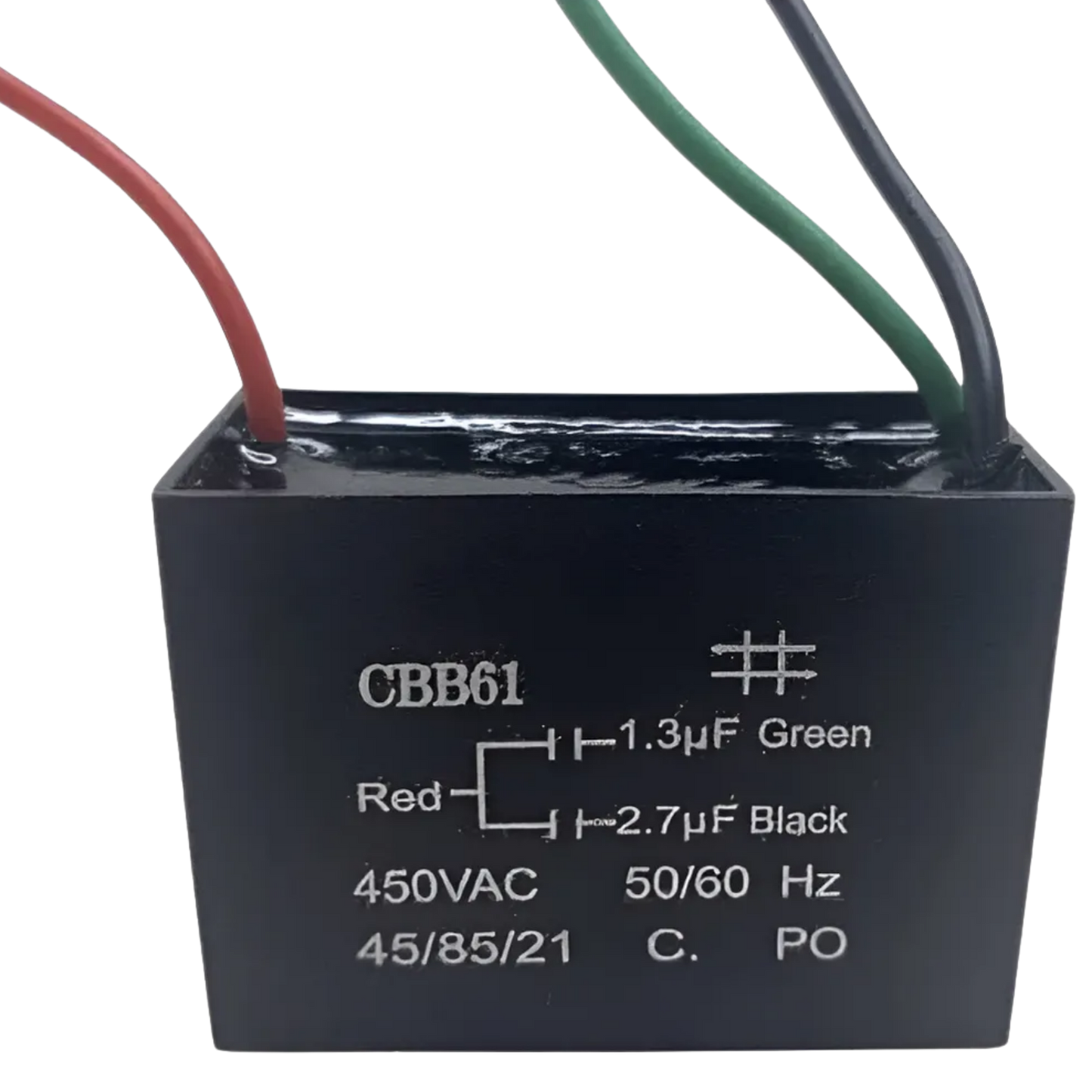 Capacitor De Partida CBB61 1,3uF+2,7uF 450V (3Fios)
