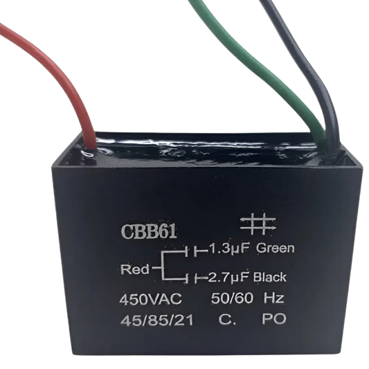 Capacitor De Partida CBB61 1,3uF+2,7uF 450V (3Fios)