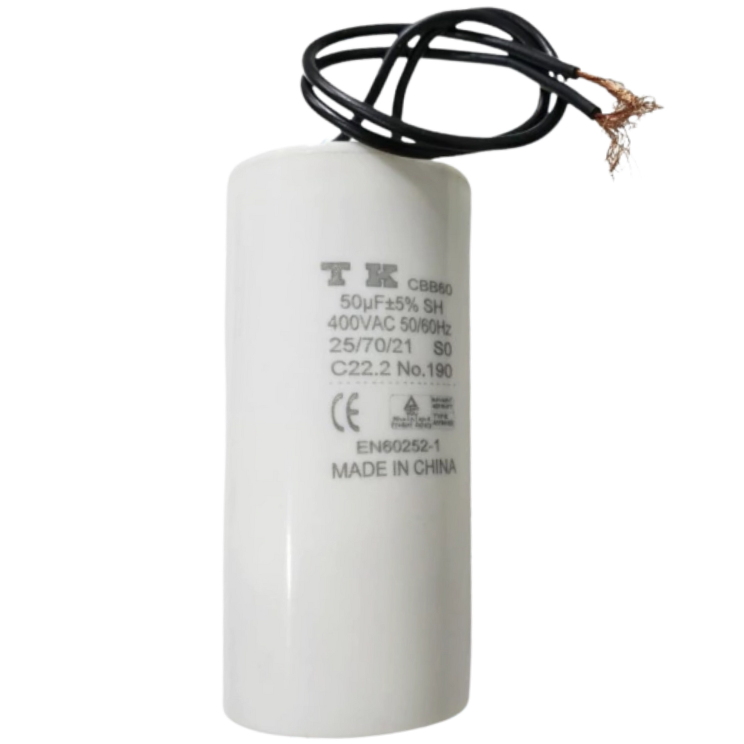 Capacitor De Partida 50uF 400V 45x93mm (2Fios)